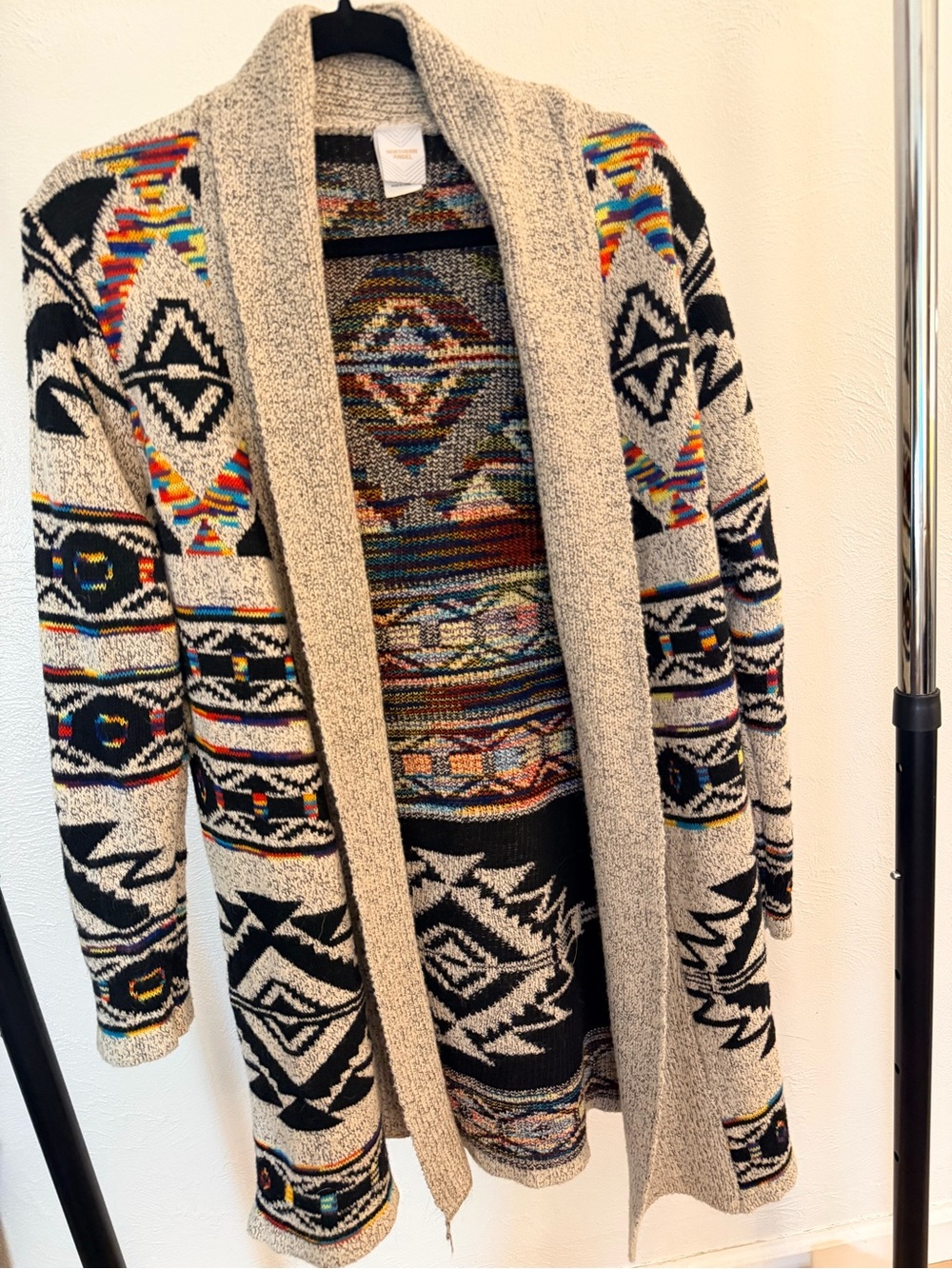 Northern Angel Cozy Aztec Open-Front Cardigan Sweater in Multicolor Size Small